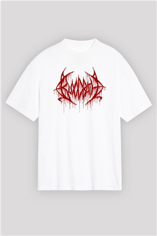 Bloodbath Beyaz Unisex Oversize Tişört T-Shirt