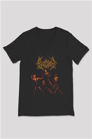 Bloodbath Siyah Unisex V Yaka Tişört T-Shirt