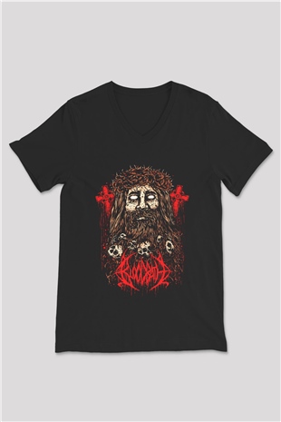 Bloodbath Siyah Unisex V Yaka Tişört T-Shirt