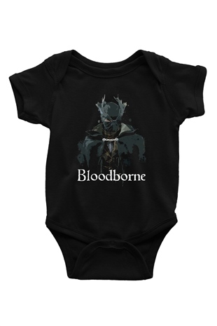 Bloodborne Baskılı Siyah Bebek Body - Zıbın