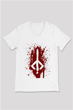 Bloodborne Beyaz Unisex V Yaka Tişört T-Shirt