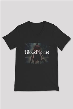 Bloodborne Siyah Unisex V Yaka Tişört