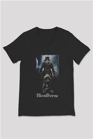 Bloodborne Siyah Unisex V Yaka Tişört