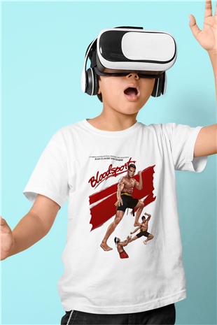 Bloodsport Kan Sporu Baskılı Beyaz Unisex Çocuk Tişört