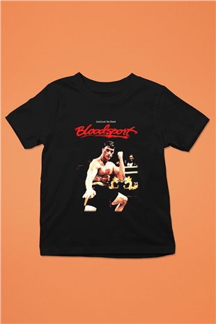 Bloodsport Kan Sporu Baskılı Siyah Unisex Çocuk Tişört
