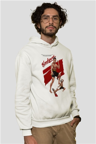 Bloodsport Kan Sporu Beyaz Unisex Kapşonlu Sweatshirt