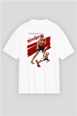Bloodsport Kan Sporu Beyaz Unisex Oversize Tişört