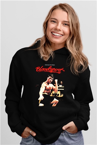 Bloodsport Kan Sporu Siyah Unisex Kapüşonlu Sweatshirt