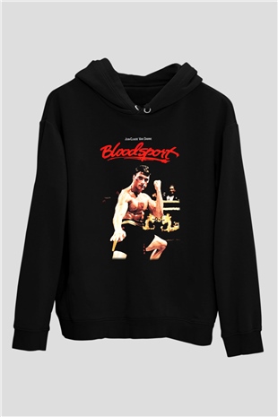 Bloodsport Kan Sporu Siyah Unisex Kapüşonlu Sweatshirt
