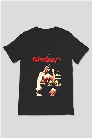 Bloodsport Kan Sporu Siyah Unisex V Yaka Tişört