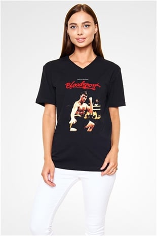 Bloodsport Kan Sporu Siyah Unisex V Yaka Tişört