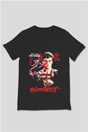 Bloodsport Kan Sporu Siyah Unisex  V Yaka Tişört