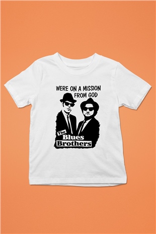 Blue Brothers Baskılı Beyaz Unisex Çocuk Tişört