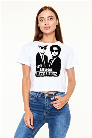 Blue Brothers Beyaz Unisex Oversize Tişört