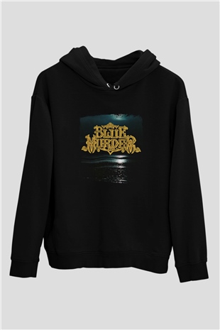 Blue Murder Baskılı Unisex Siyah Hoodie