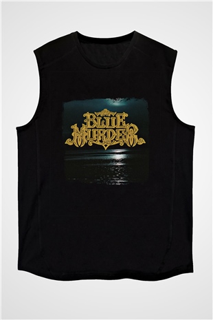 Blue Murder Baskılı Unisex Siyah Kolsuz Tişört
