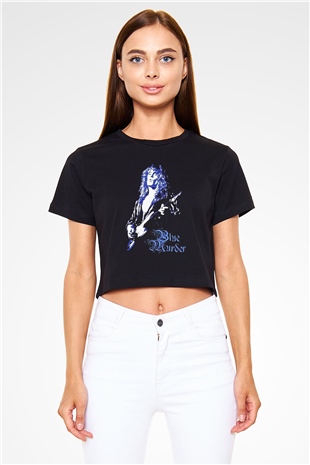 Blue Murder Siyah  Crop Top Tişört