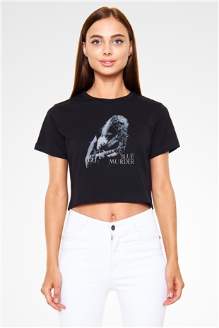 Blue Murder Siyah  Crop Top Tişört