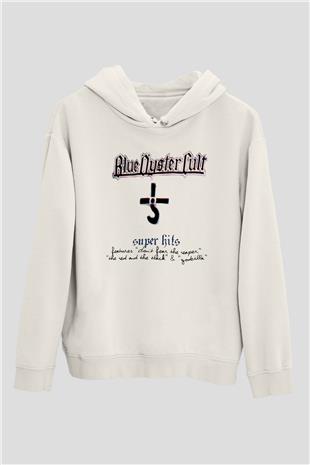 Blue Oyster Cult Baskılı Beyaz Unisex Kapüşonlu Sweatshirt