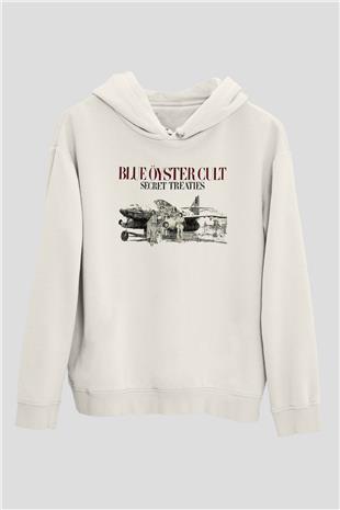 Blue Oyster Cult Baskılı Beyaz Unisex Kapüşonlu Sweatshirt