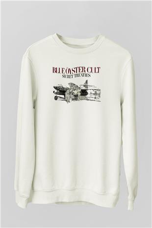 Blue Oyster Cult Baskılı Beyaz Unisex Sweatshirt