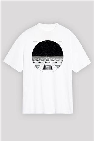 Blue Oyster Cult Baskılı Beyaz Unisex Oversize Tişört - Tshirt