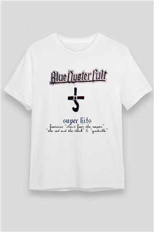 Blue Oyster Cult Baskılı Unisex Beyaz Tişört - Tshirt
