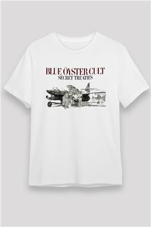 Blue Oyster Cult Baskılı Unisex Beyaz Tişört - Tshirt