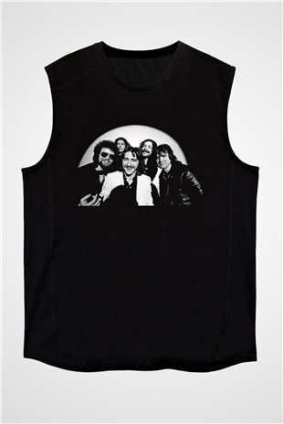 Blue Oyster Cult Baskılı Unisex Siyah Kolsuz Tişört - Tshirt