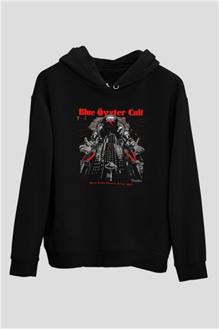 Blue Oyster Cult Baskılı Unisex Siyah Kapüşonlu Sweatshirt