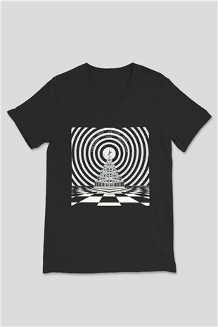 Blue Oyster Cult Baskılı Unisex Siyah V Yaka Tişört - Tshirt