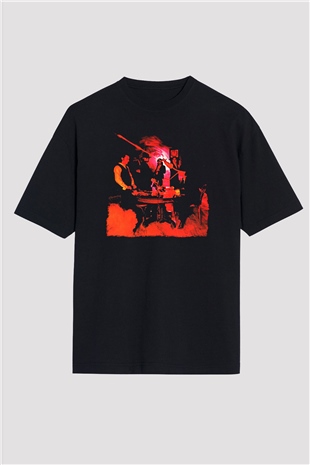 Blue Oyster Cult Baskılı Unisex Siyah Oversize Tişört - Tshirt
