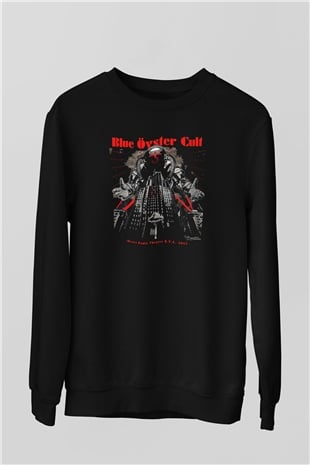 Blue Oyster Cult Baskılı Unisex Siyah Sweatshirt
