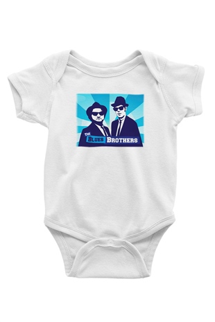 Blues Brothers Baskılı Beyaz Unisex Bebek Body - Zıbın