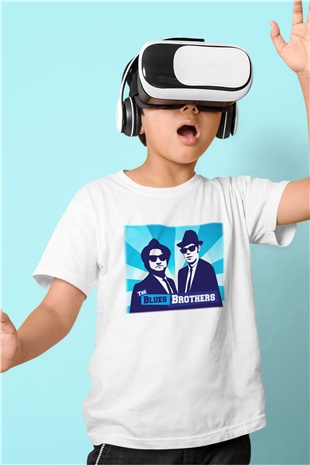 Blues Brothers Baskılı Beyaz Unisex Çocuk Tişört