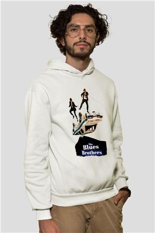 Blues Brothers Beyaz Unisex Hoodie