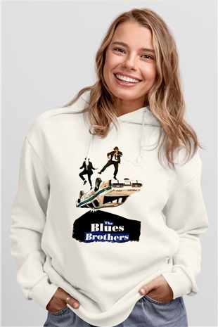Blues Brothers Beyaz Unisex Hoodie