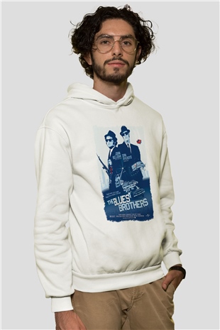 Blues Brothers Beyaz Unisex Hoodie