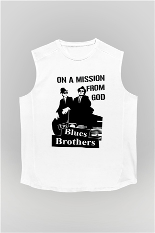 Blues Brothers Beyaz Unisex Kolsuz Tişört