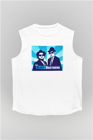 Blues Brothers Beyaz Unisex Kolsuz Tişört
