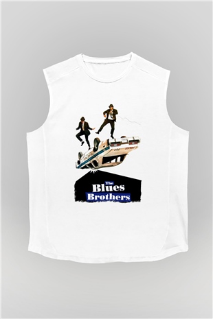 Blues Brothers Beyaz Unisex Kolsuz Tişört
