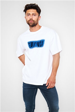 Blues Brothers Beyaz Unisex Oversize Tişört T-Shirt