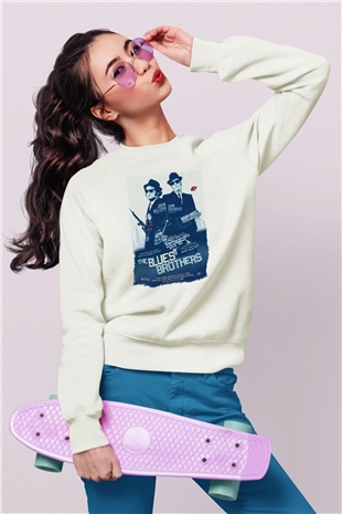 Blues Brothers Beyaz Unisex Sweatshirt