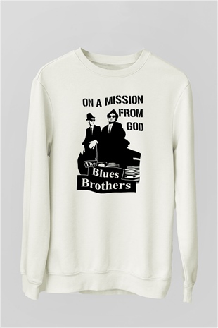 Blues Brothers Beyaz Unisex Sweatshirt