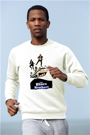 Blues Brothers Beyaz Unisex Sweatshirt
