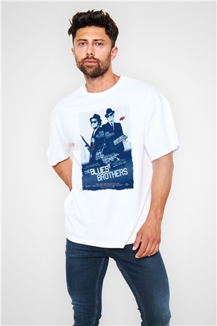 Blues Brothers Beyaz Oversize Tişört Oversize T-shirt