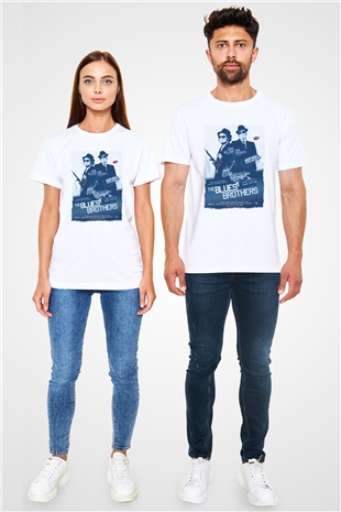 Blues Brothers Beyaz Unisex Tişört T-Shirt