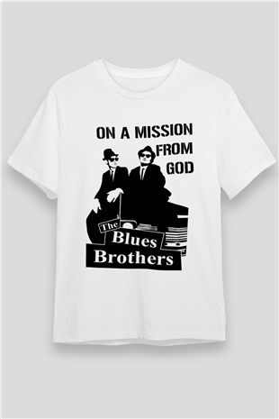 Blues Brothers Beyaz Unisex Tişört T-Shirt