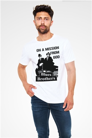Blues Brothers Beyaz Unisex Tişört T-Shirt