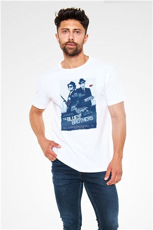 Blues Brothers Beyaz Unisex Tişört T-Shirt